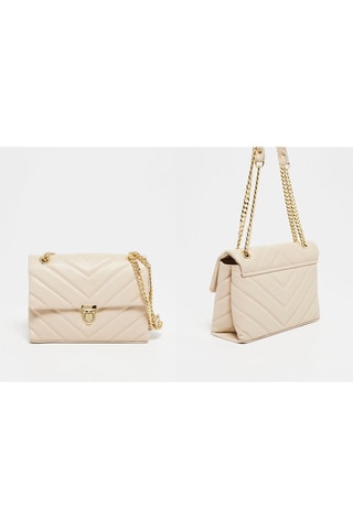 Sac porté épaule en cuir Cléa - Beige
