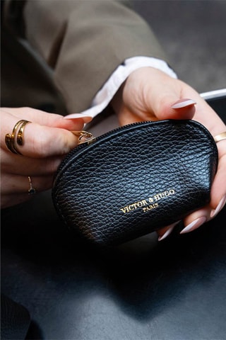 Porte-monnaie en cuir Wendy - Noir