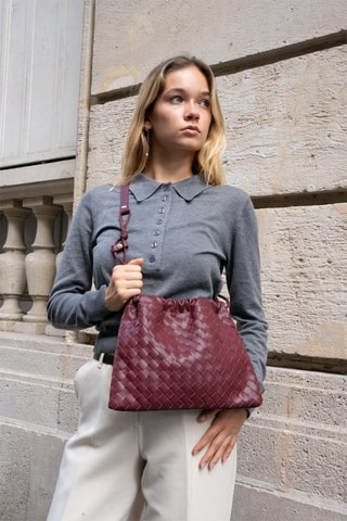 Sac bandoulière en cuir Eloa - Rouge