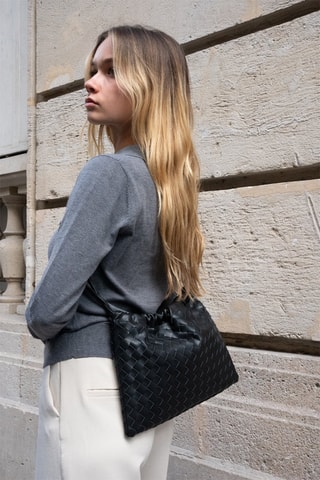 Sac bandoulière en cuir Eloa - Noir
