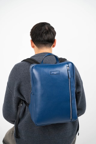 Sac à dos en cuir Valencia - Bleu marine