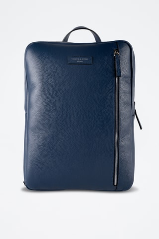 Sac à dos en cuir Valencia - Bleu marine