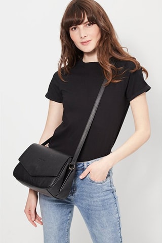 Sac bandoulière en cuir June - Noir