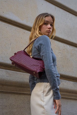 Sac porté épaule en cuir Yzel - Rouge