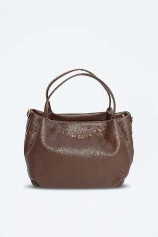 Sac porté épaule en cuir Allegra - Marron et doré