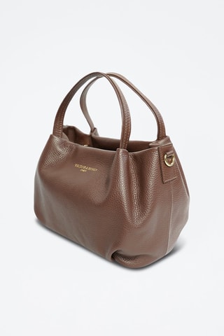 Sac porté épaule en cuir Allegra - Marron et doré