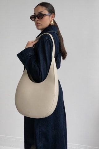 Sac porté épaule en cuir Aiko - Blanc