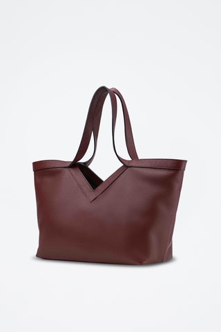 Sac porté épaule en cuir Lili - Bordeaux