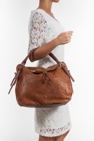 Sac porté épaule en cuir Cortona - Marron