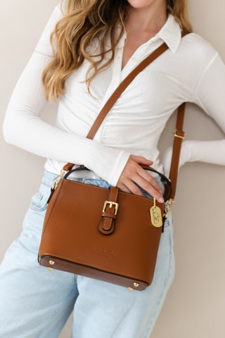 Sac à main en cuir Adelma - Marron