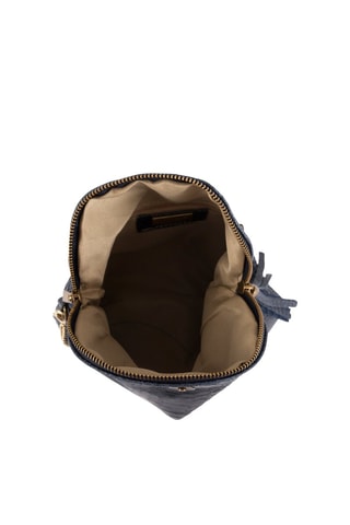 Sac bandoulière en cuir Lydia - Bleu marine