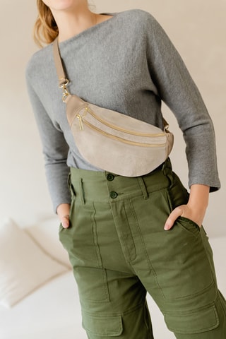 Sac banane en cuir Carola - Taupe