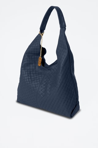 Cabas et sac bandoulière en cuir Nicolina - Bleu marine