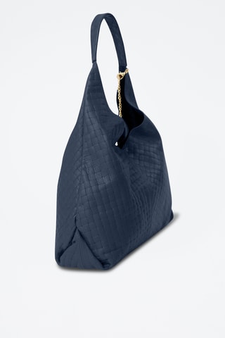 Cabas et sac bandoulière en cuir Nicolina - Bleu marine