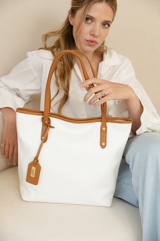 Cabas en cuir Lauretta - Blanc