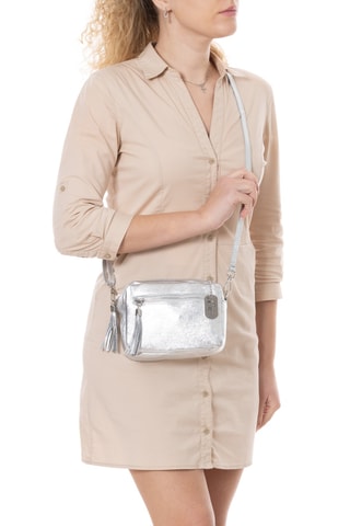 Sac bandoulière en cuir Abriana - Argenté