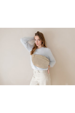 Sac banane en nubuck Iolanda - Taupe