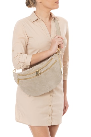 Sac banane en nubuck Iolanda - Taupe