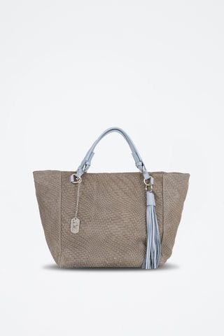 Cabas en cuir Solana - Gris et bleu clair