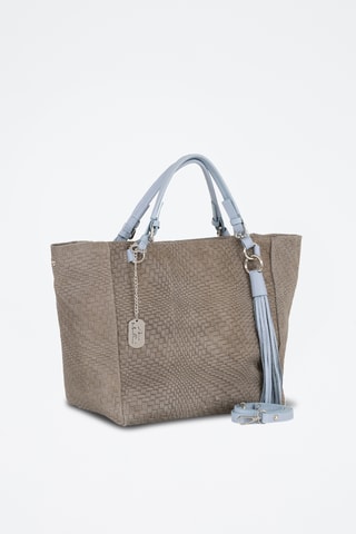 Cabas en cuir Solana - Gris et bleu clair