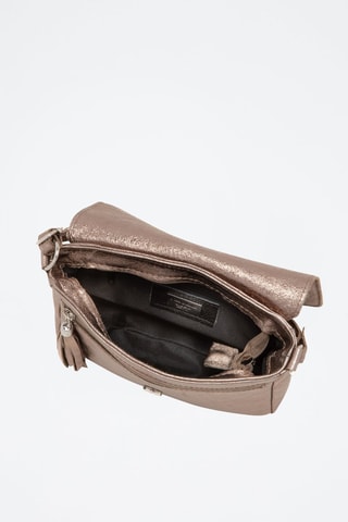Sac bandoulière métallisé en cuir Lola - Taupe