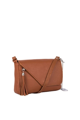 Sac bandoulière métallisé en cuir Lola - Argenté et marron