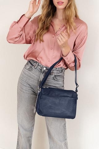 Sac bandoulière en cuir Orlanda - Anna Morellini - Bleu marine