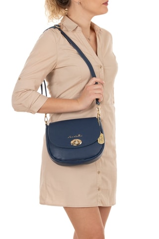 Sac bandoulière en cuir Iseppa - Bleu marine