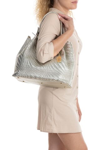Sac porté épaule en cuir Spring Summer 2026 - Argenté