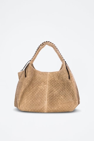 Sac porté épaule tressé en nubuck Pitigliano -Taupe - Taupe