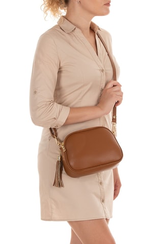 Sac bandoulière en cuir Monte Sparagio - Doré rose - Anna Morellini - Marron