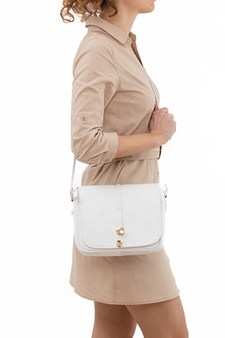 Sac bandoulière en cuir Monte Avella - Beige - Anna Morellini - Blanc