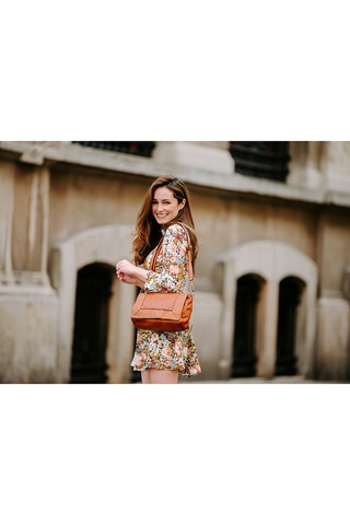Sac bandoulière en cuir Leandra - Marron