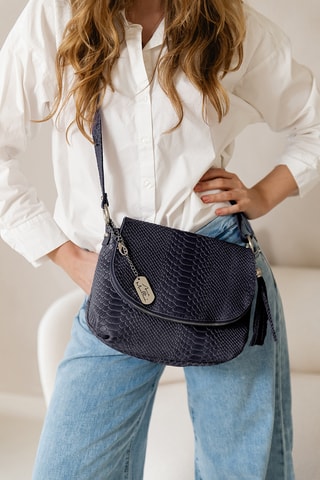 Sac bandoulière en cuir Spring Summer 2026 - Bleu marine