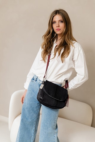 Sac bandoulière en cuir Spring Summer 2026 - Noir et rouge