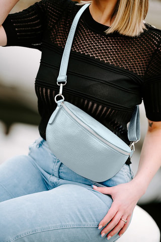 Sac banane en cuir Berenice - Bleu