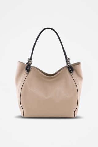 Borsa a spalla in pelle Merula - Taupe e nero