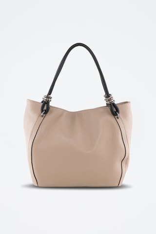 Borsa a spalla in pelle Merula - Taupe e nero