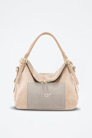 Sac porté épaule en cuir Cortona - Taupe