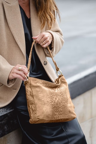Sac porté épaule en cuir Linda - Taupe