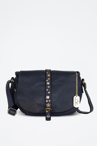 Sac bandoulière en cuir Luigia - Bleu marine