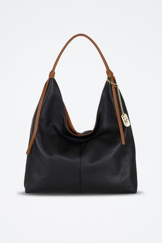 Sac porté épaule en cuir Samuela - Marron et noir