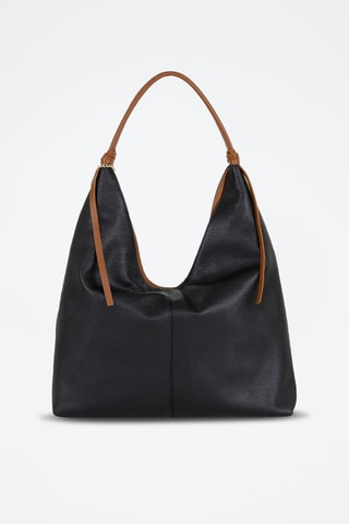 Sac porté épaule en cuir Samuela - Marron et noir