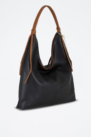 Sac porté épaule en cuir Samuela - Marron et noir