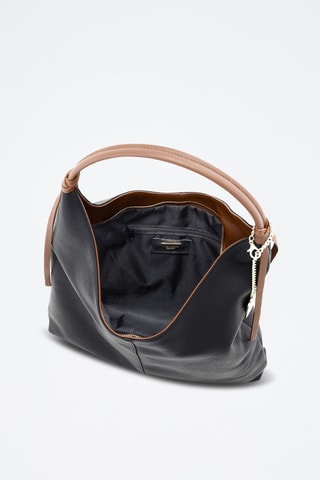 Sac porté épaule en cuir Samuela - Marron et noir