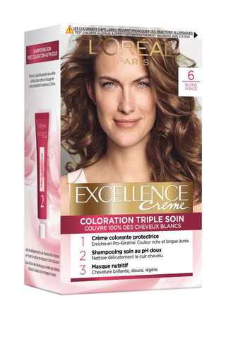 Coloration permanente Triple Soin Excellence Crème - 6 Blond foncé - Cheveux normaux