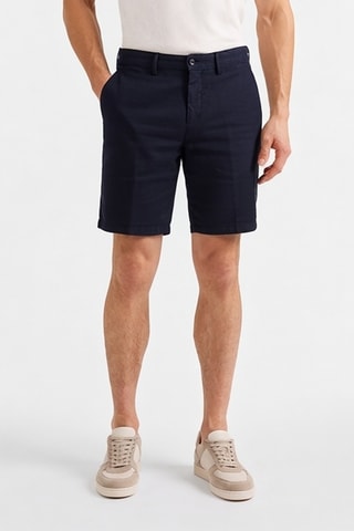 Bermudas em linho - Azul-marinho