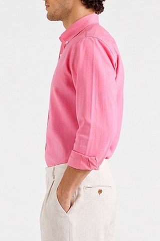 Camisa regular em linho - Rosa