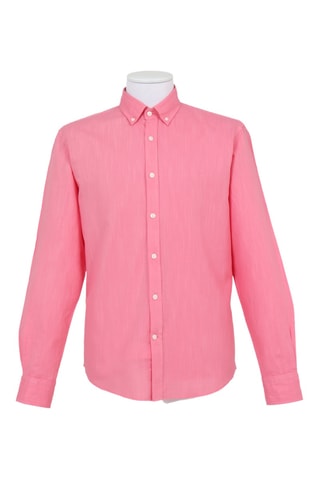 Camisa regular em linho - Rosa