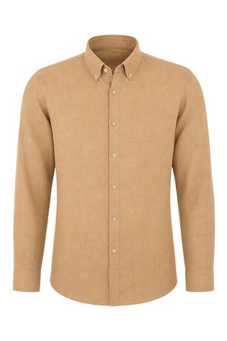 Camisa regular em linho - Camel